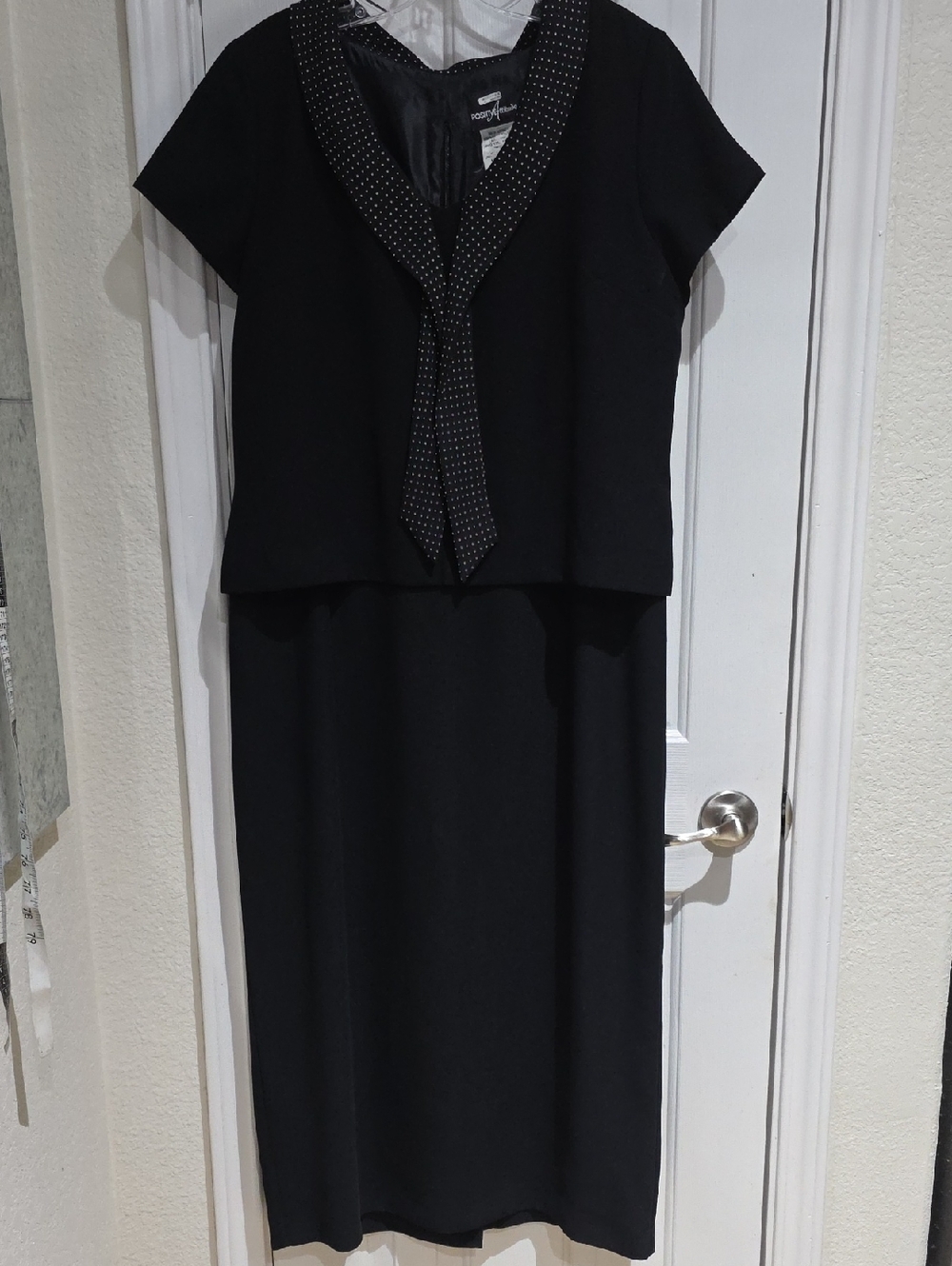 Positive Attitude Vintage Black Dress with Polka Dot Tie Detail Size 16